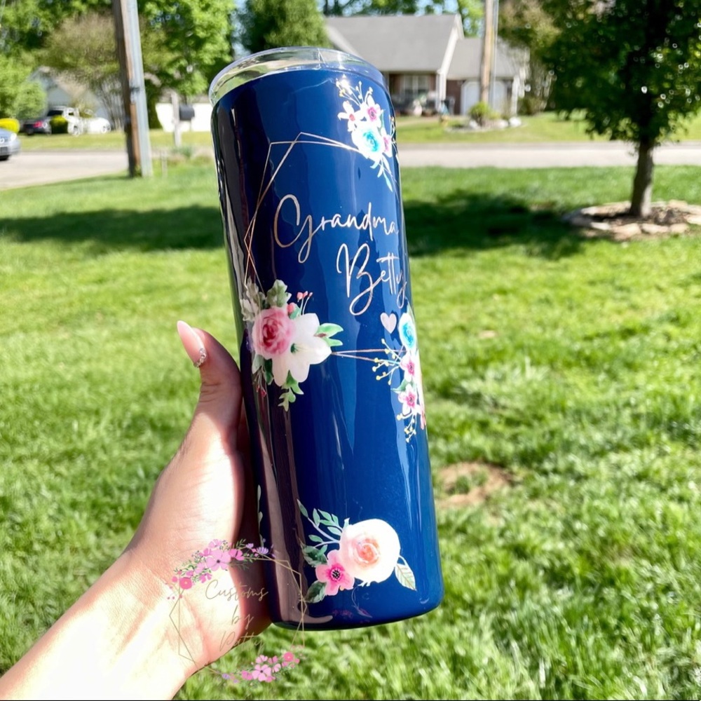 Personalized floral tumbler